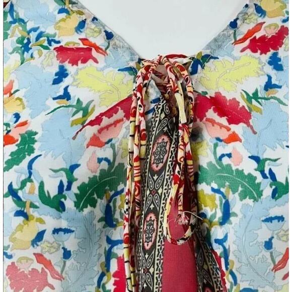 Fig and Flower Peasant Top Floral Sheer Boho Size Small - Picture 5 of 10